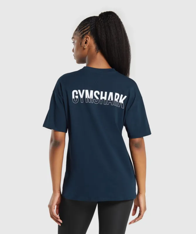 Gymshark Fraction Oversized T-Shirt - Navy sold by Gymshark