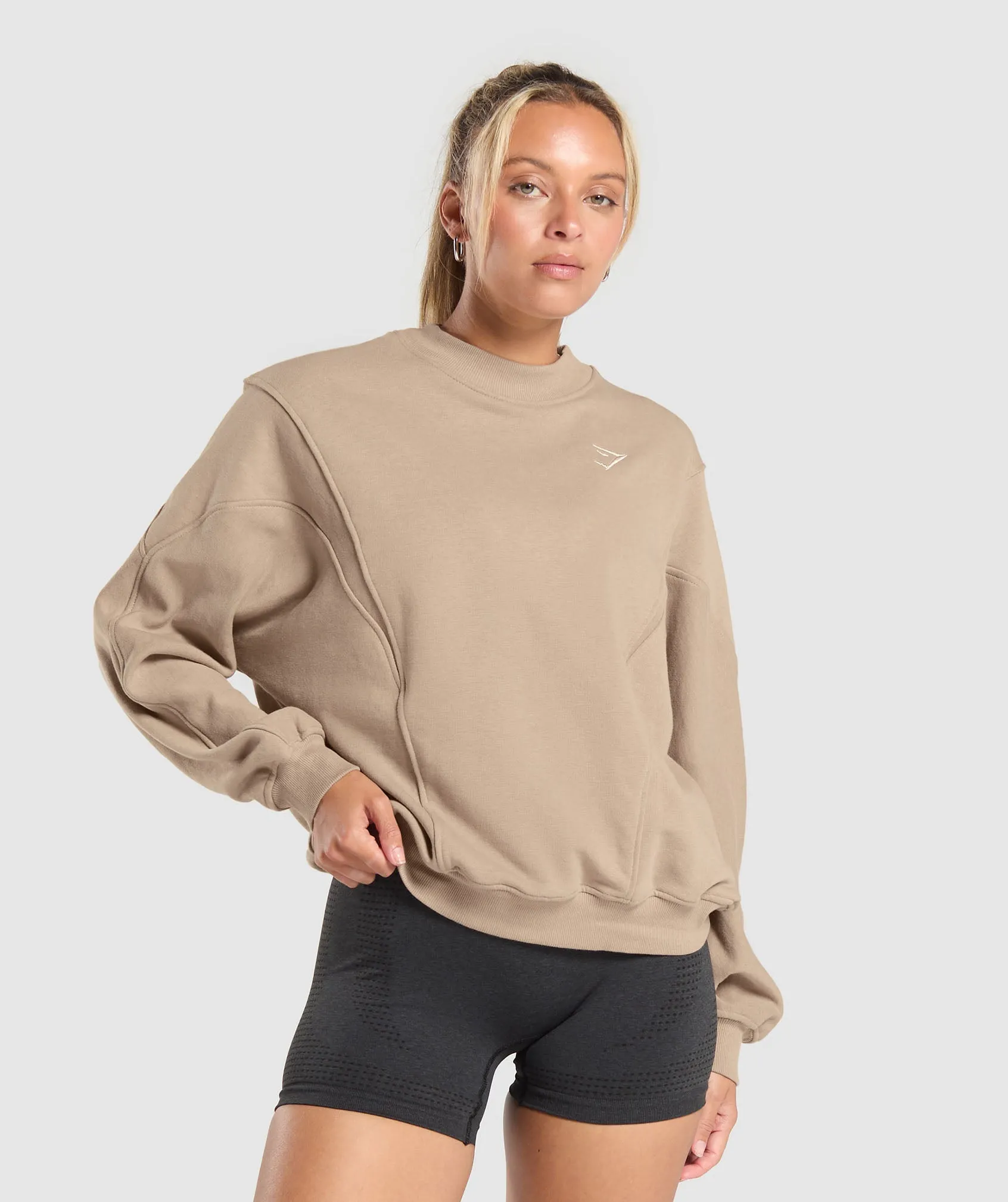 Gymshark Rest Day Cotton Contour Pullover - Cement Brown sold by Gymshark