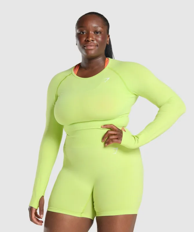 Gymshark Vital Seamless 2.0 Long Sleeve Crop Top - Yellow Marl sold by Gymshark