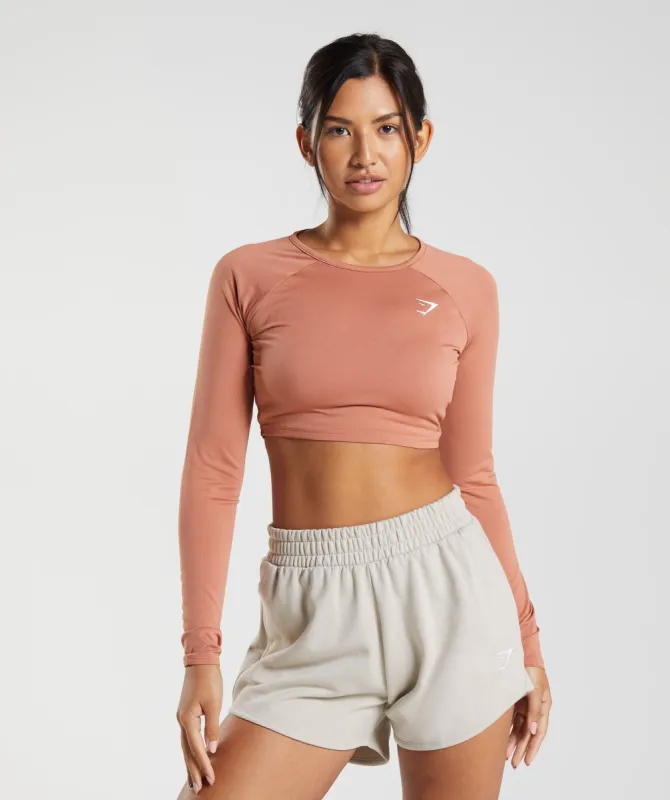 Gymshark Training Long Sleeve Crop Top - Toffee Brown sold by Gymshark