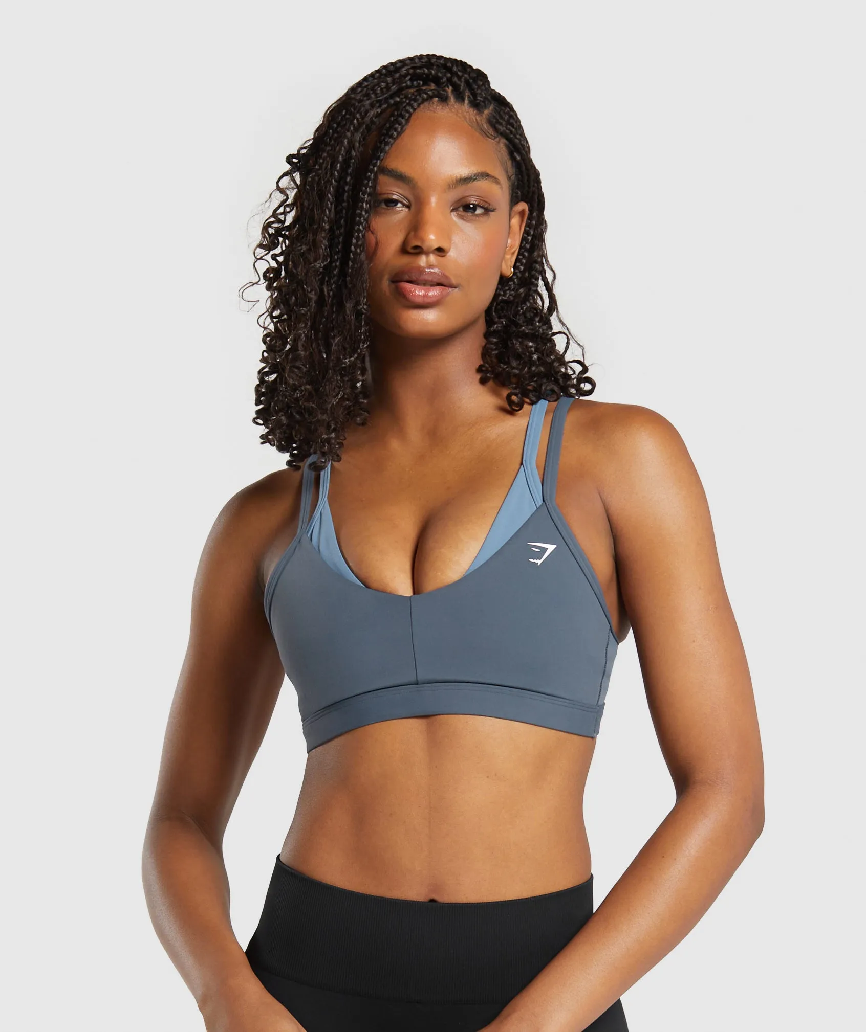 Gymshark Double Up Sports Bra - Titanium Blue/Faded Blue sold by Gymshark