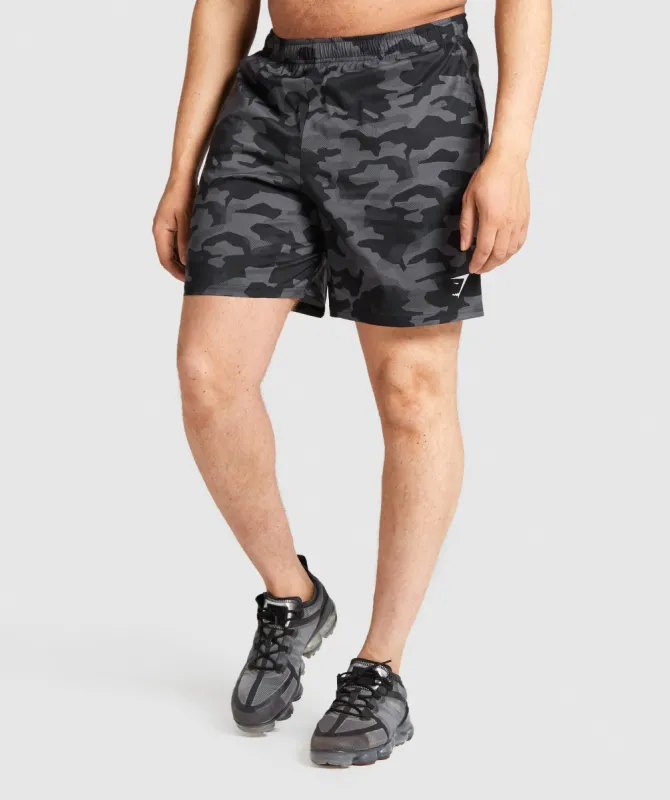 Gymshark Arrival Shorts - Black/Grey Camo sold by Gymshark