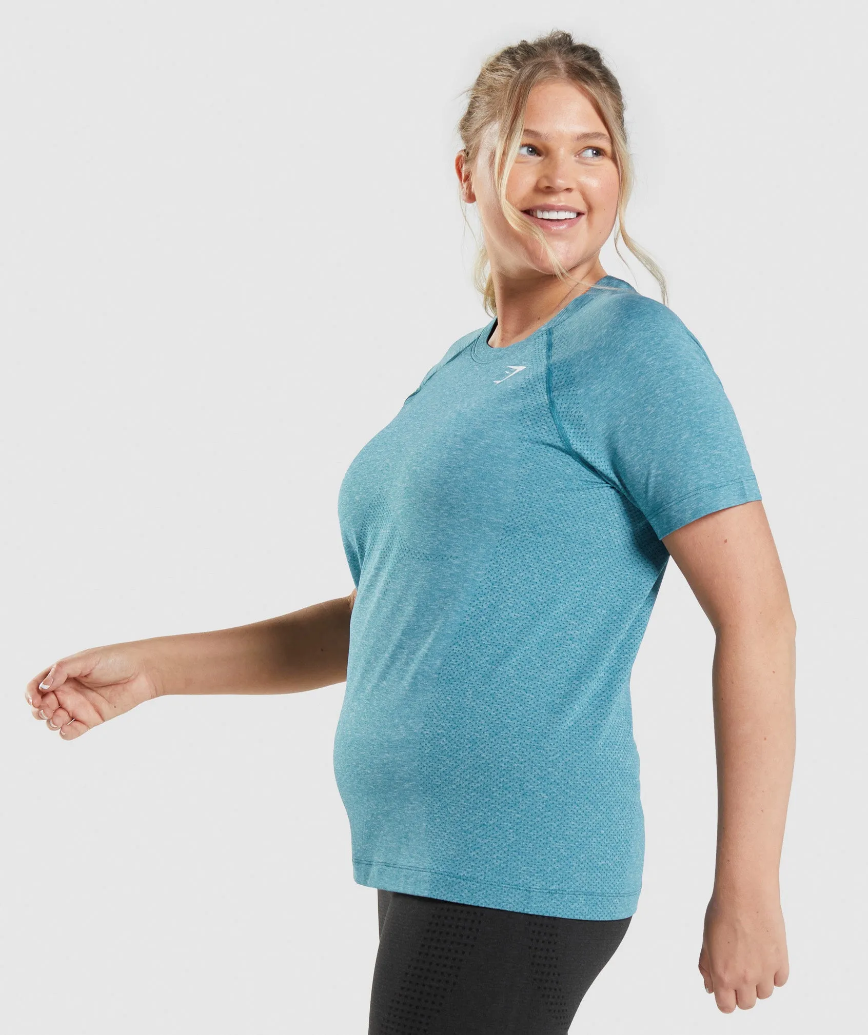 Gymshark Vital Seamless 2.0 Light T-Shirt - Tahoe Teal Marl sold by Gymshark product image thumbnail 3