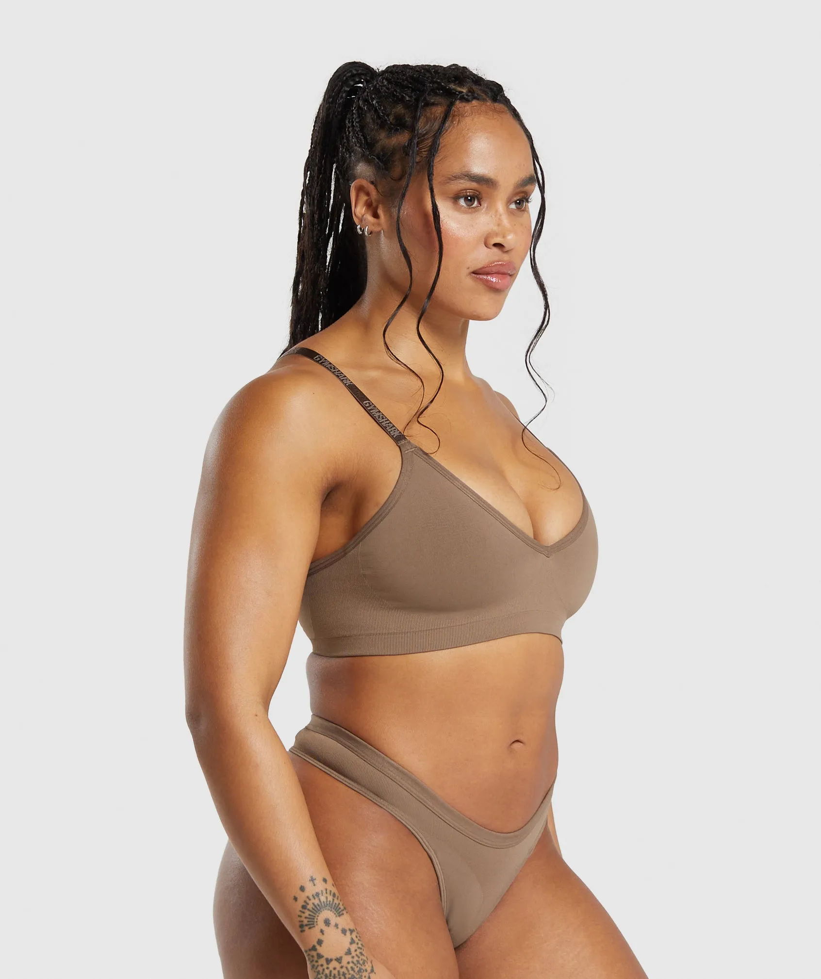 Gymshark Seamless V Neck Bralette - Soul Brown sold by Gymshark product image thumbnail 3