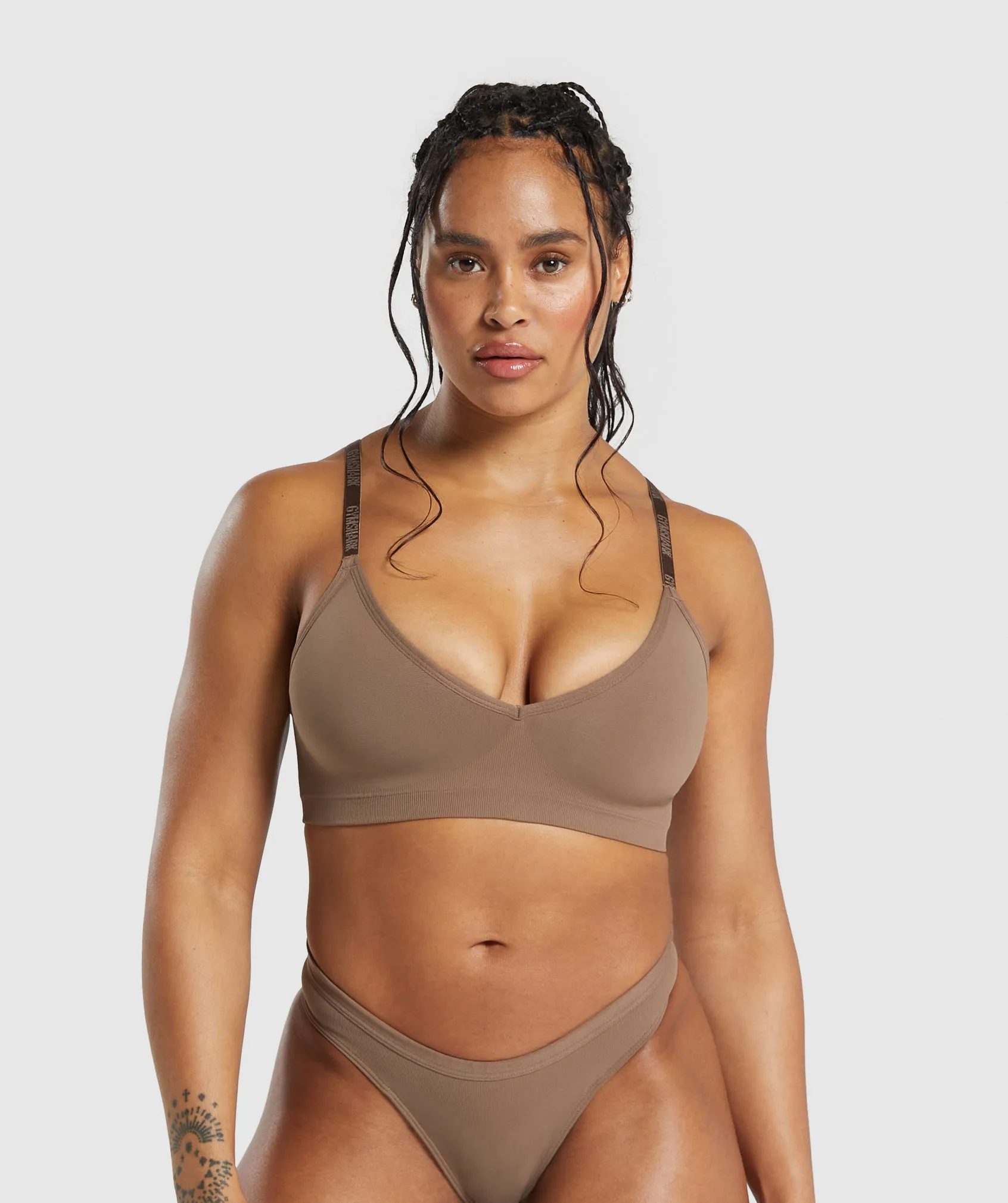 Gymshark Seamless V Neck Bralette - Soul Brown sold by Gymshark