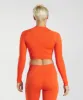 Gymshark Adapt Marl Seamless Long Sleeve Crop Top - Pepper Red/Zesty Orange sold by Gymshark
