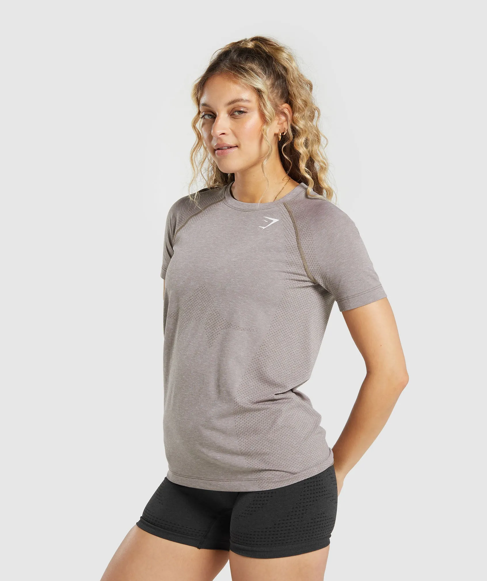 Gymshark Vital Seamless 2.0 Light T-Shirt - Warm Taupe Marl sold by Gymshark product image thumbnail 3