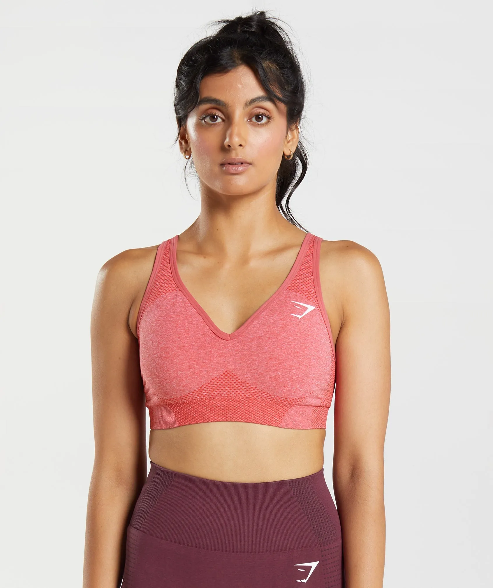 Gymshark Vital V Neck Sports Bra - Chilli Red Marl sold by Gymshark