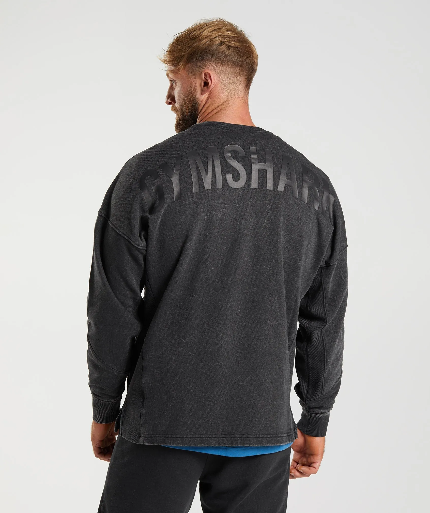Gymshark Power Washed Crew - Black sold by Gymshark