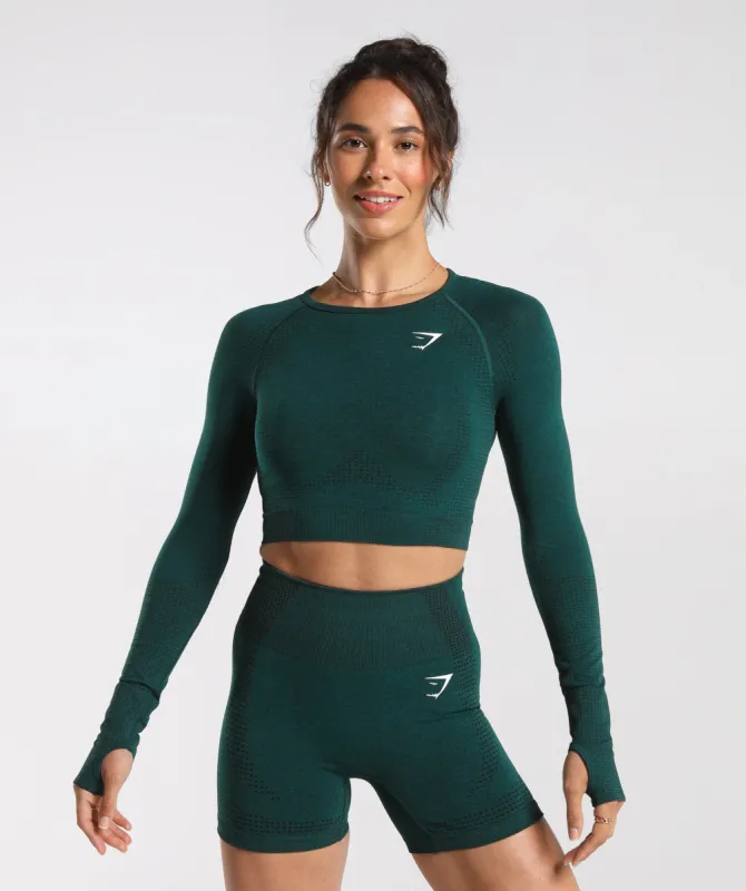 Gymshark Vital Seamless 2.0 Crop Top - Deep Teal Marl sold by Gymshark