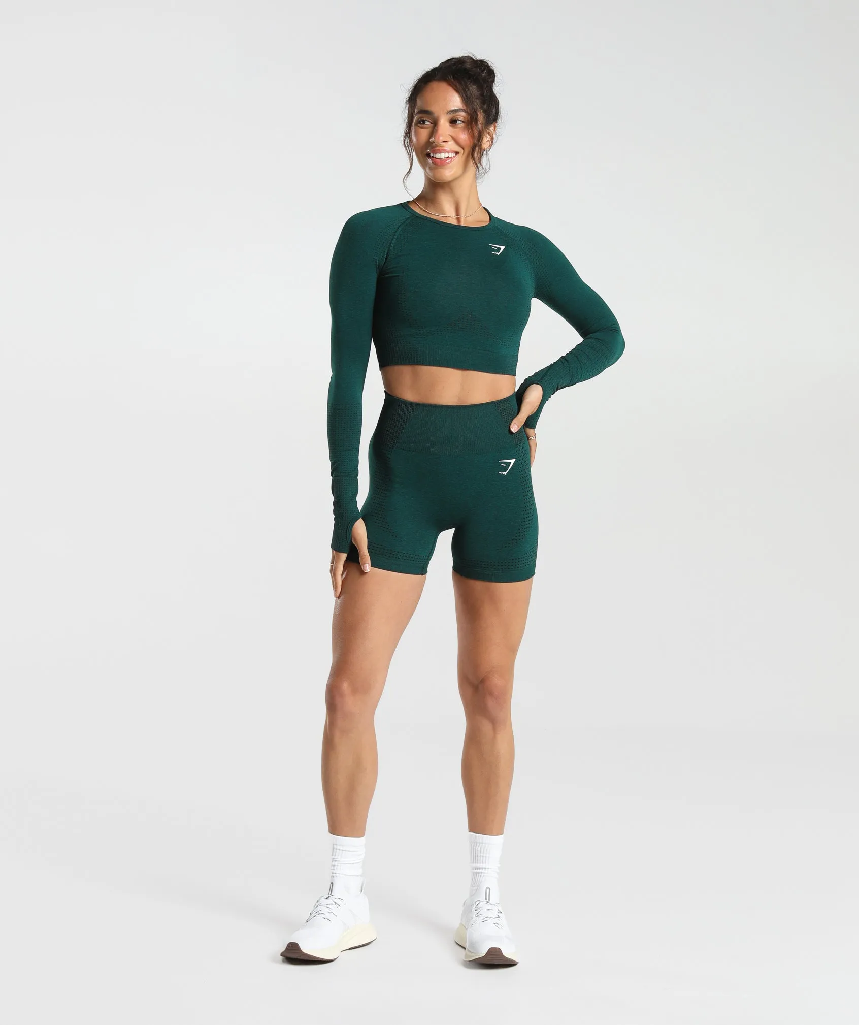 Gymshark Vital Seamless 2.0 Crop Top - Deep Teal Marl sold by Gymshark product image thumbnail 4