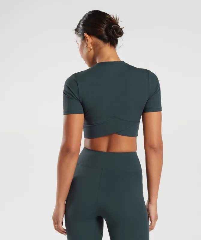 Gymshark Crossover Crop Top - Darkest Teal sold by Gymshark