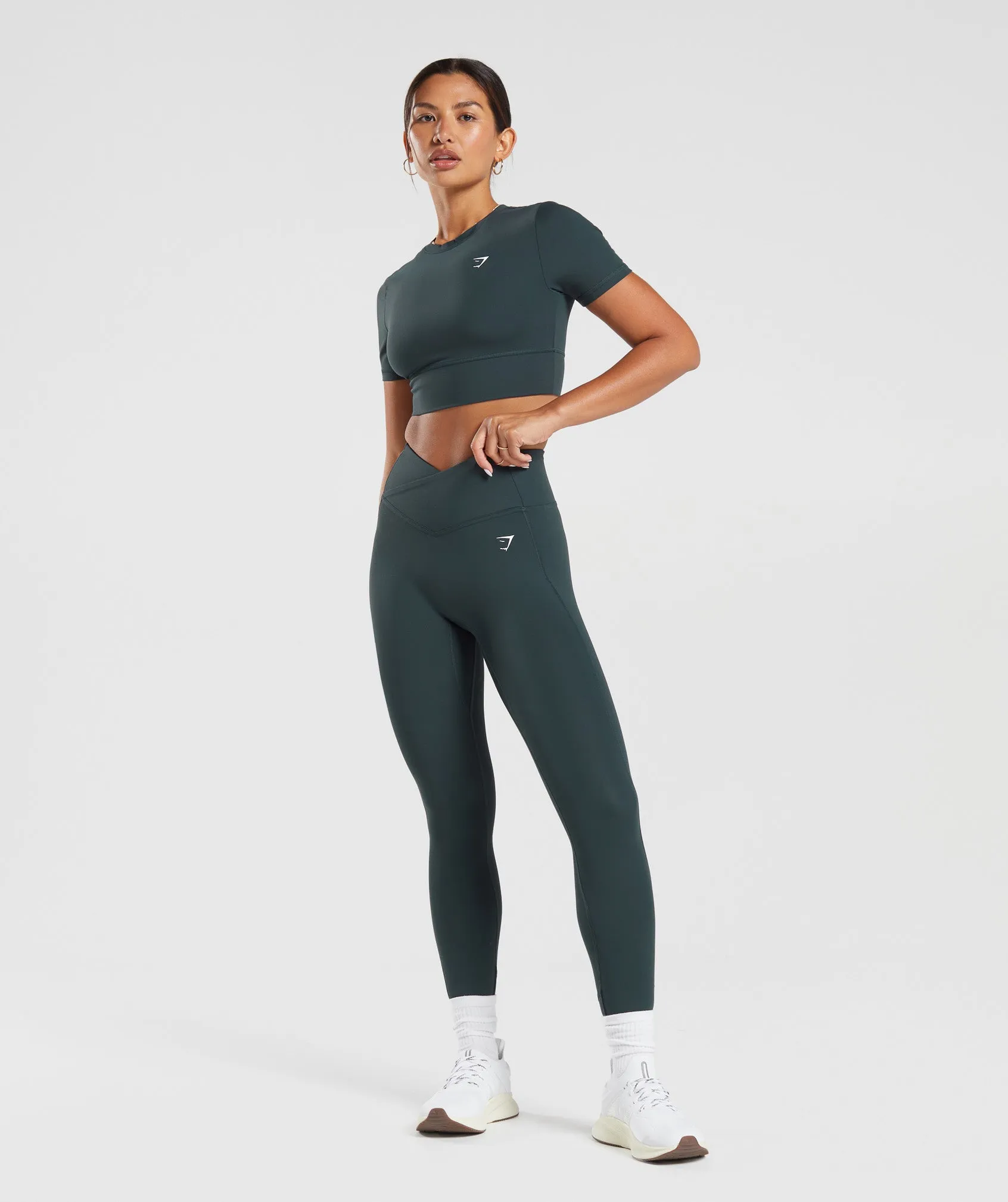 Gymshark Crossover Crop Top - Darkest Teal sold by Gymshark product image thumbnail 4