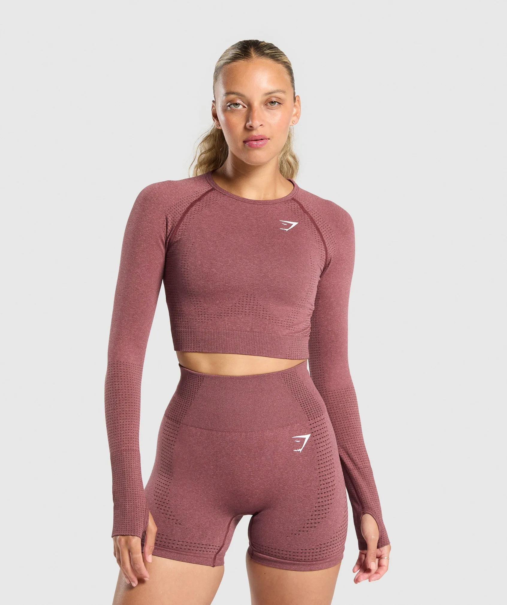 Gymshark Vital Crop Top - Burgundy Pink Marl sold by Gymshark