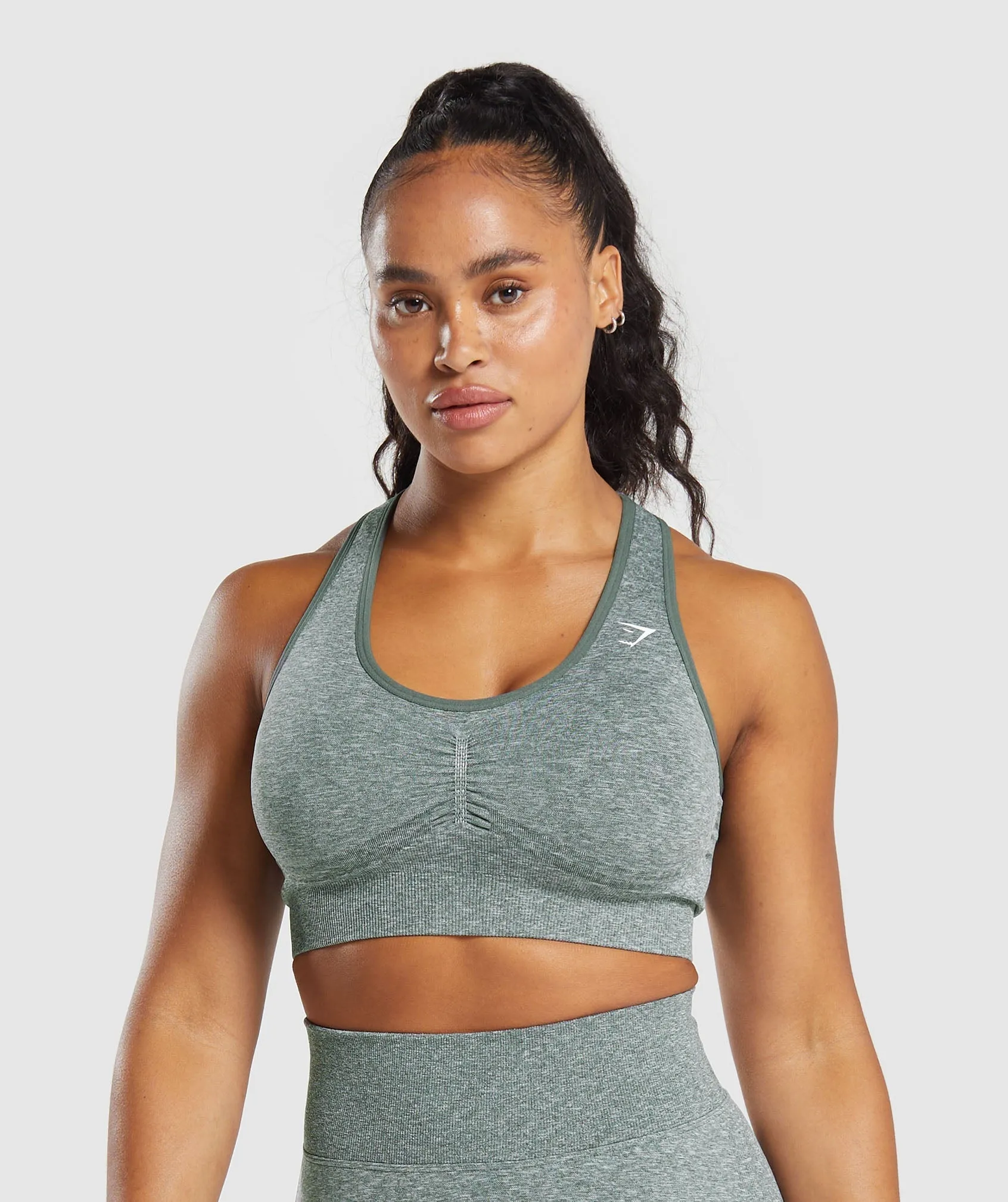 Gymshark Lift Contour Seamless Sports Bra - Slate Teal/White Marl sold by Gymshark