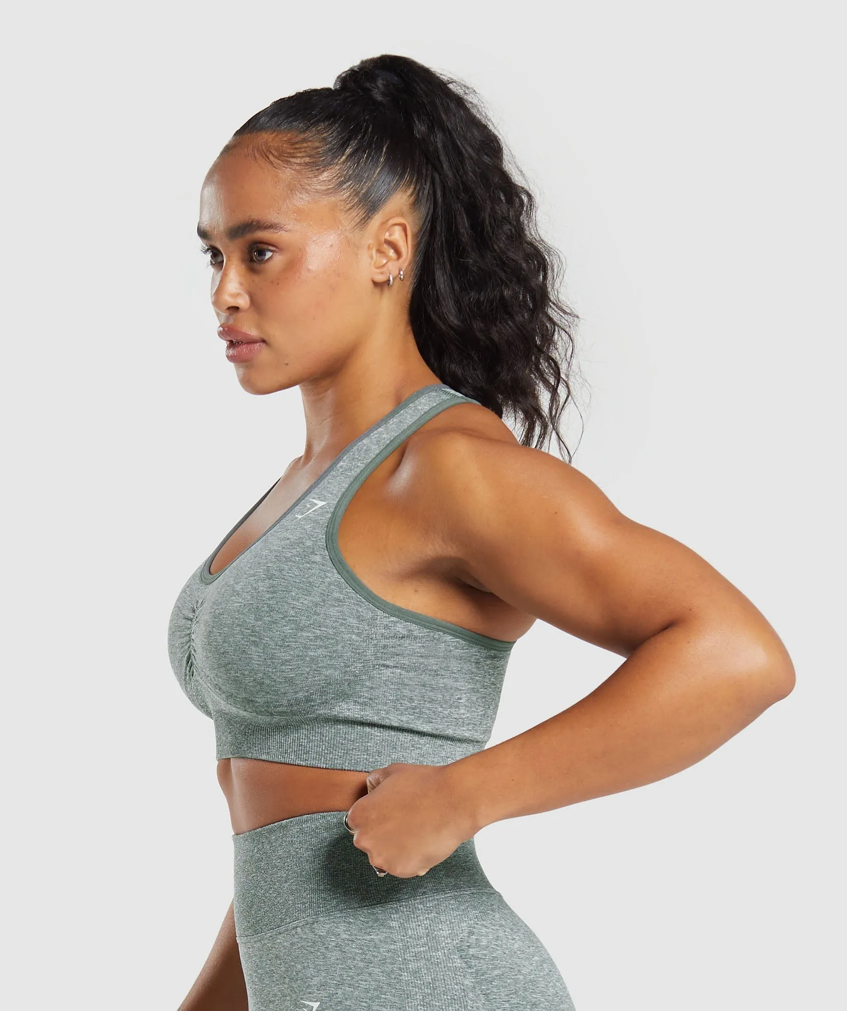 Gymshark Lift Contour Seamless Sports Bra - Slate Teal/White Marl sold by Gymshark product image thumbnail 4