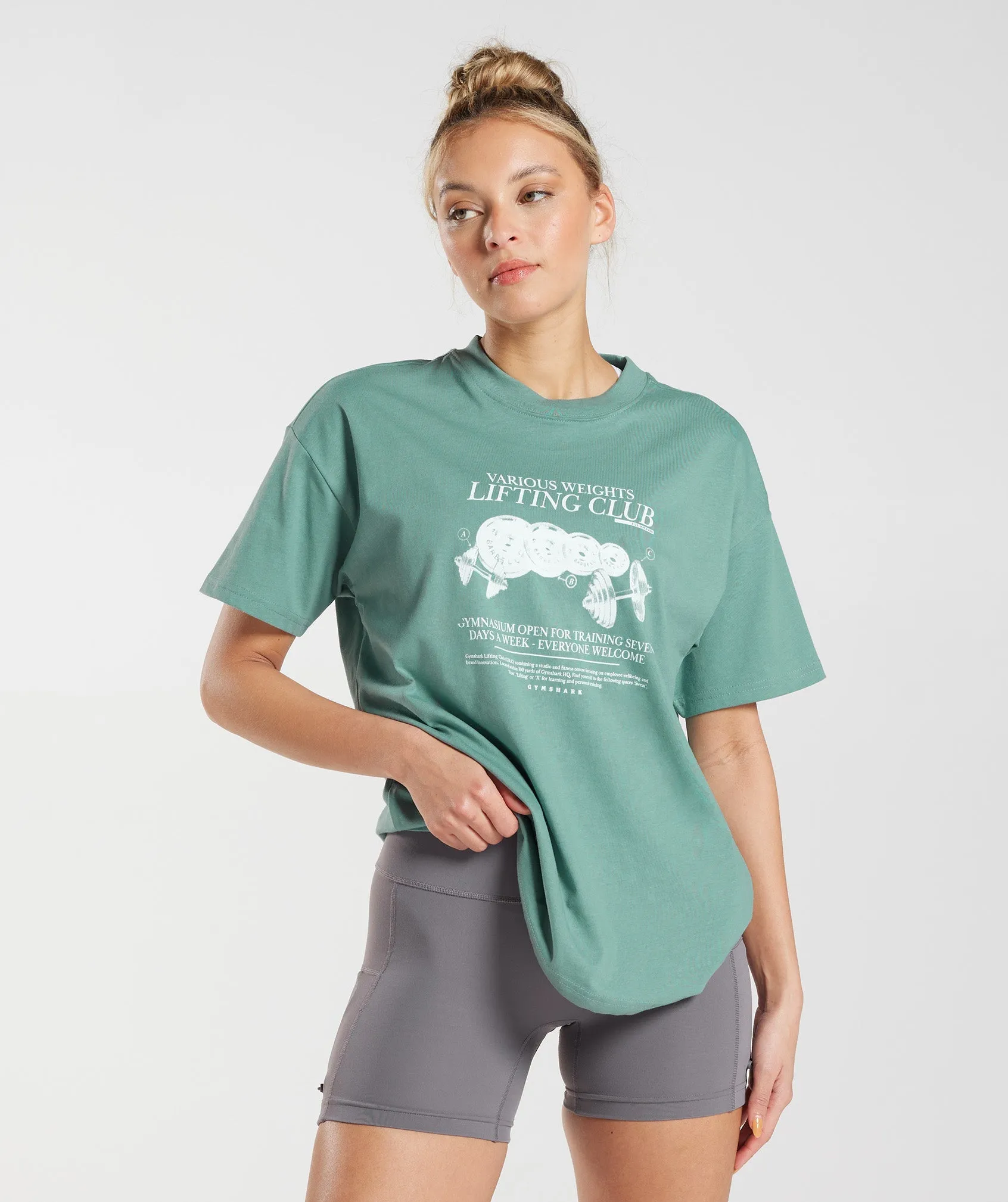 Gymshark Lifting Graphic Oversized T-Shirt - Ink Teal sold by Gymshark