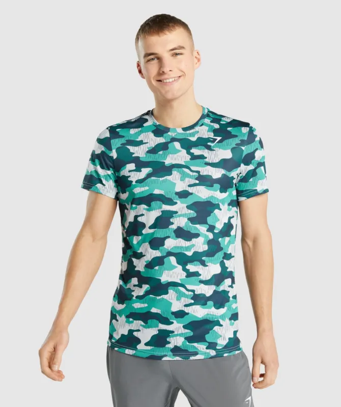 Gymshark Arrival T-Shirt - Teal Print sold by Gymshark