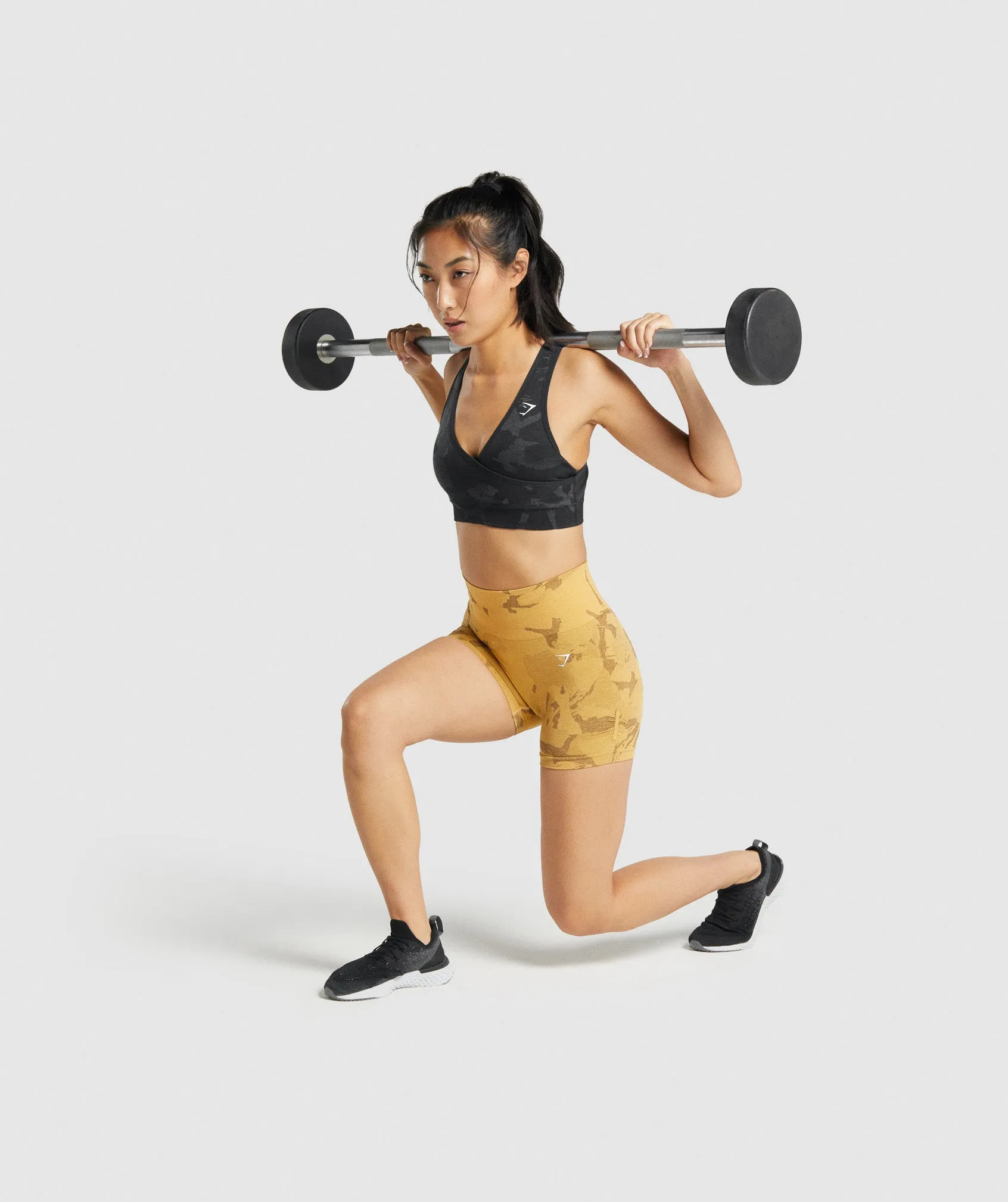 Gymshark Adapt Camo Seamless Sports Bra - Savanna | Black sold by Gymshark product image thumbnail 4