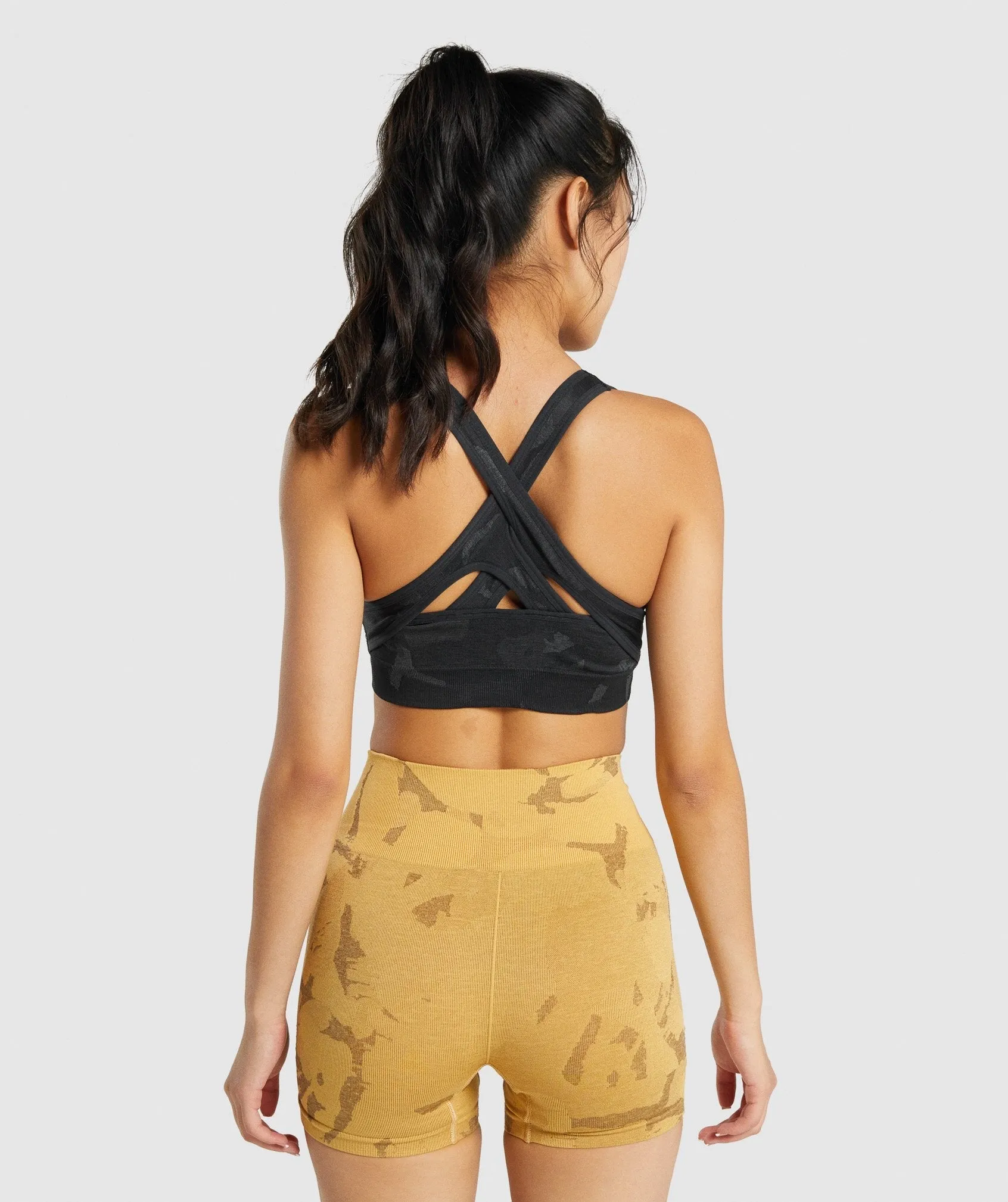 Gymshark Adapt Camo Seamless Sports Bra - Savanna | Black sold by Gymshark product image thumbnail 2