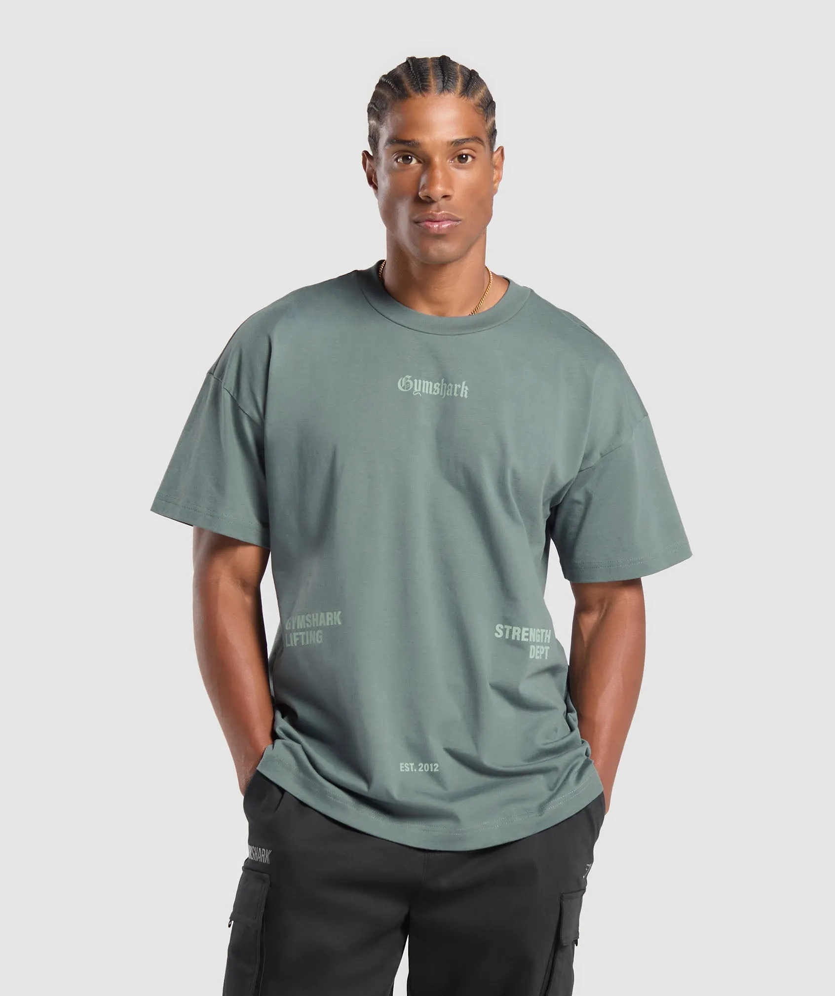 Gymshark Gymshark Strength Dept Graphic T-Shirt - Cargo Teal sold by Gymshark
