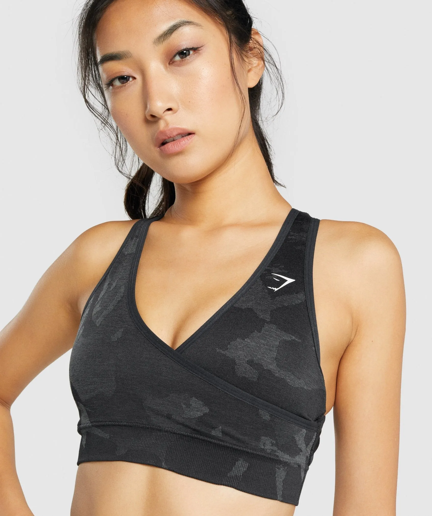 Gymshark Adapt Camo Seamless Sports Bra - Savanna | Black sold by Gymshark product image thumbnail 5