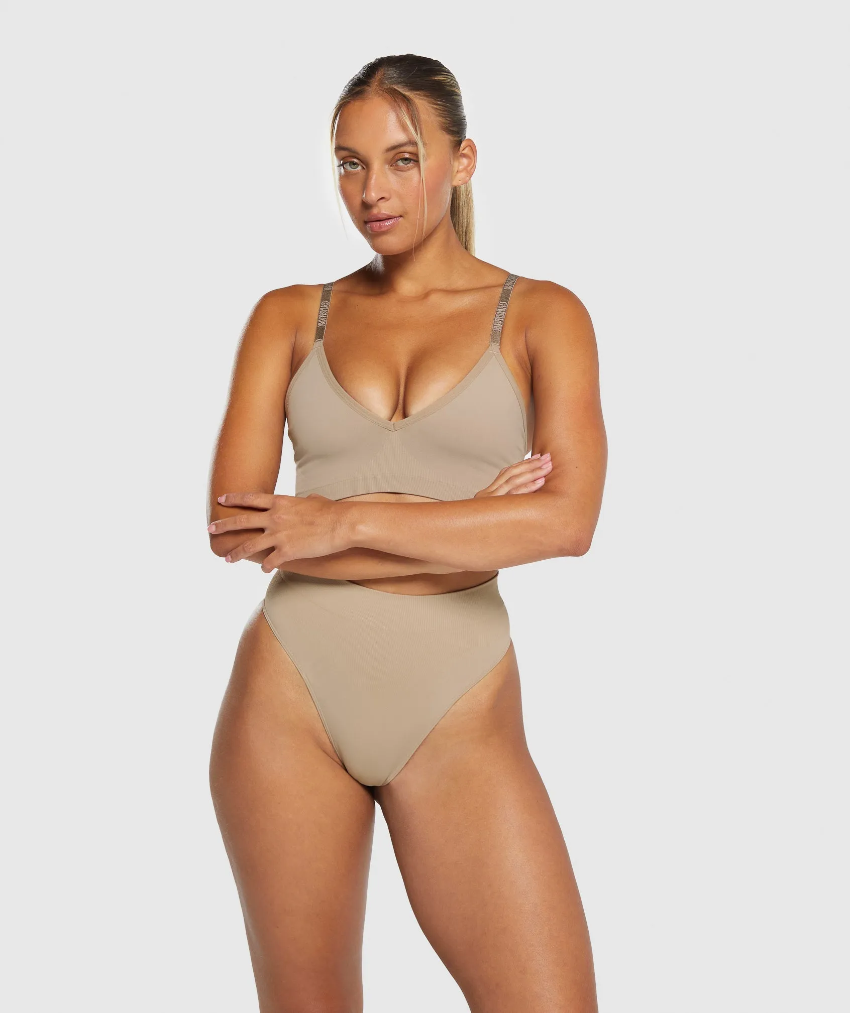 Gymshark Seamless High Waisted Thong - Cement Brown sold by Gymshark product image thumbnail 4