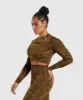 Gymshark Adapt Safari Seamless Long Sleeve Crop Top - Archive Brown/Burnt Yellow sold by Gymshark