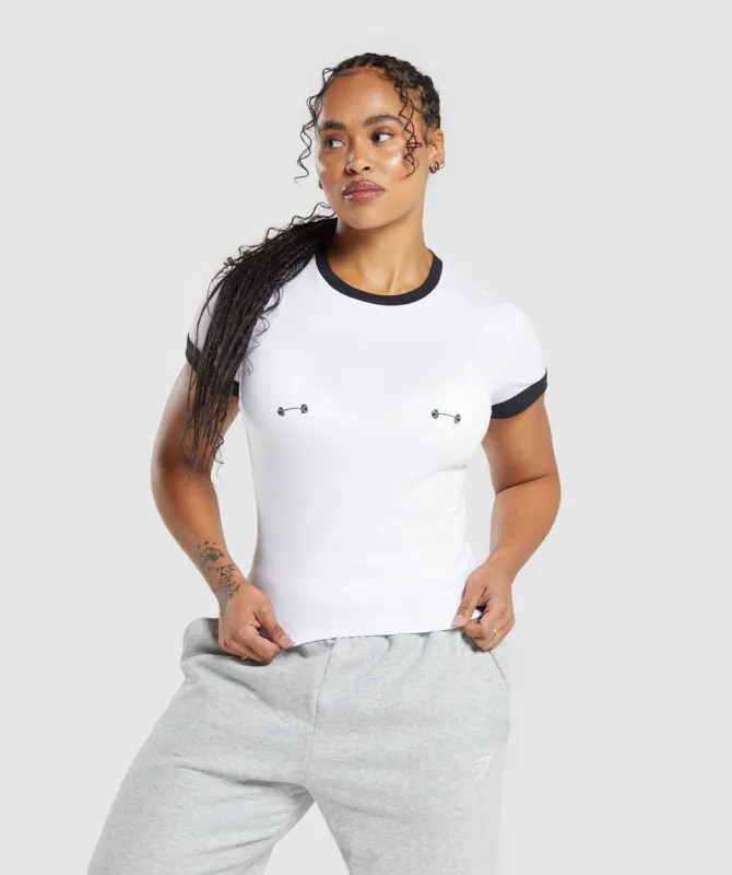 Gymshark Lifting Graphic Baby T-Shirt - White/Black sold by Gymshark