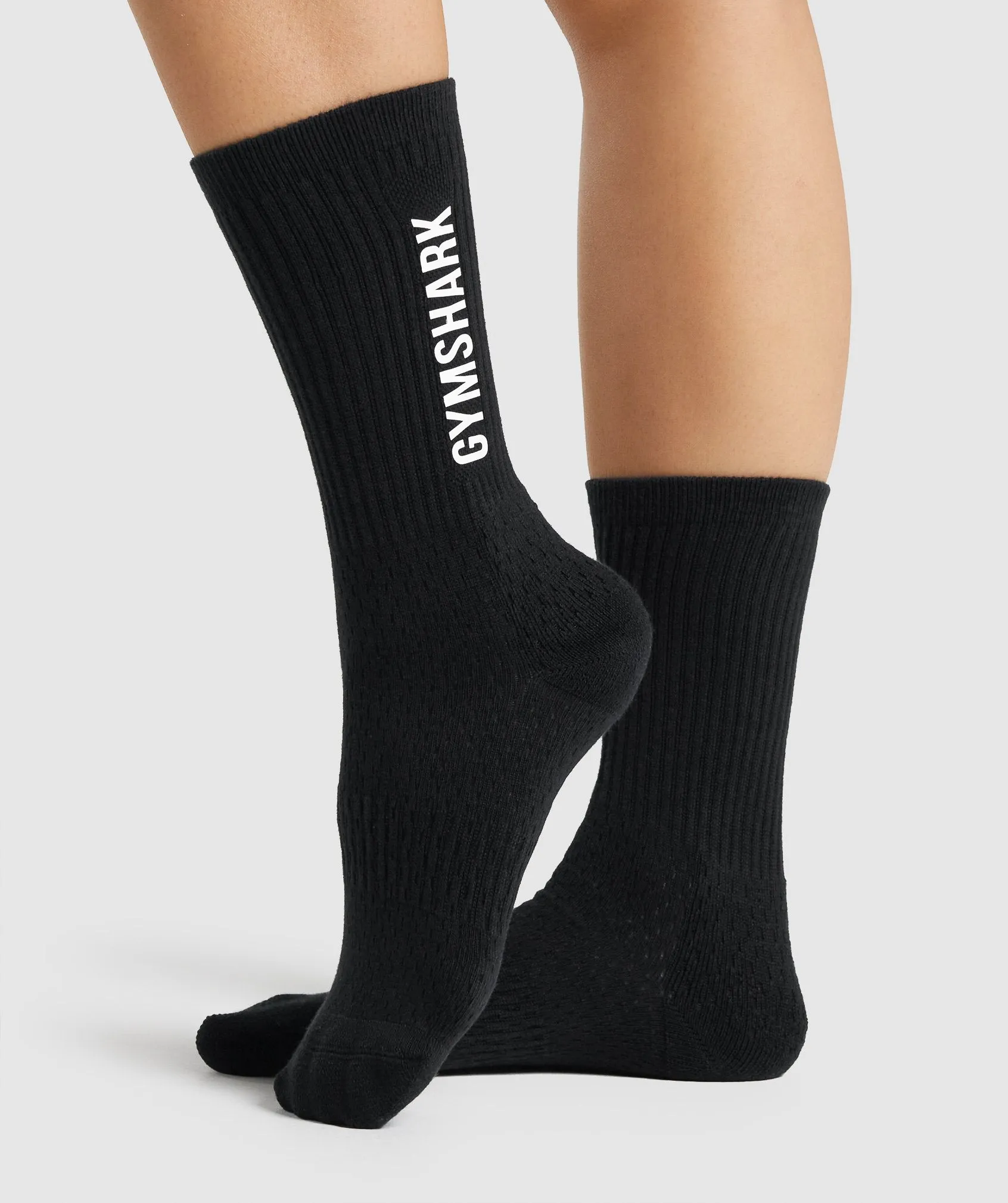 Gymshark Premium Logo Crew Socks - Black sold by Gymshark