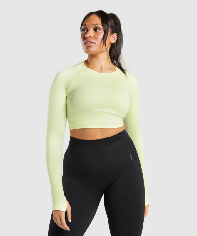 Gymshark Flex Sports Long Sleeve Crop Top - Light Green Marl sold by Gymshark