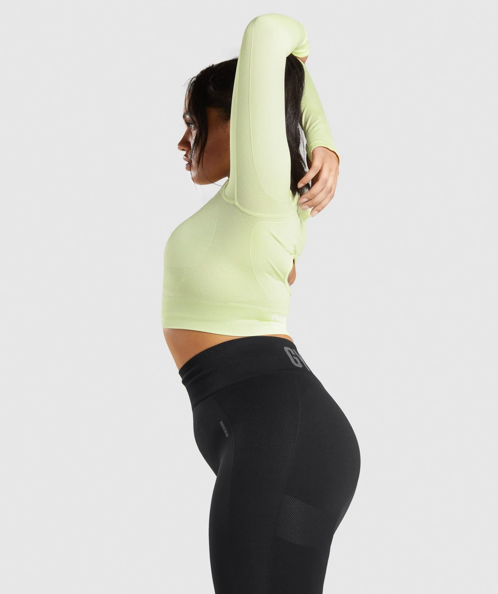 Gymshark Flex Sports Long Sleeve Crop Top - Light Green Marl sold by Gymshark product image thumbnail 3