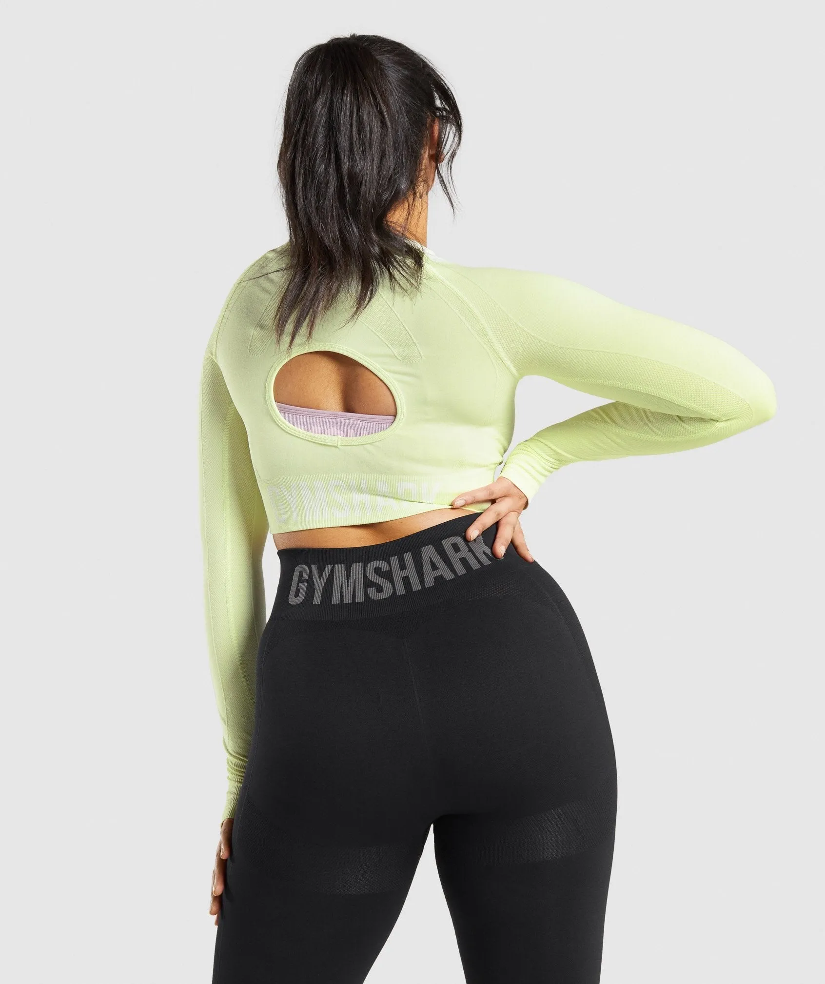 Gymshark Flex Sports Long Sleeve Crop Top - Light Green Marl sold by Gymshark product image thumbnail 2