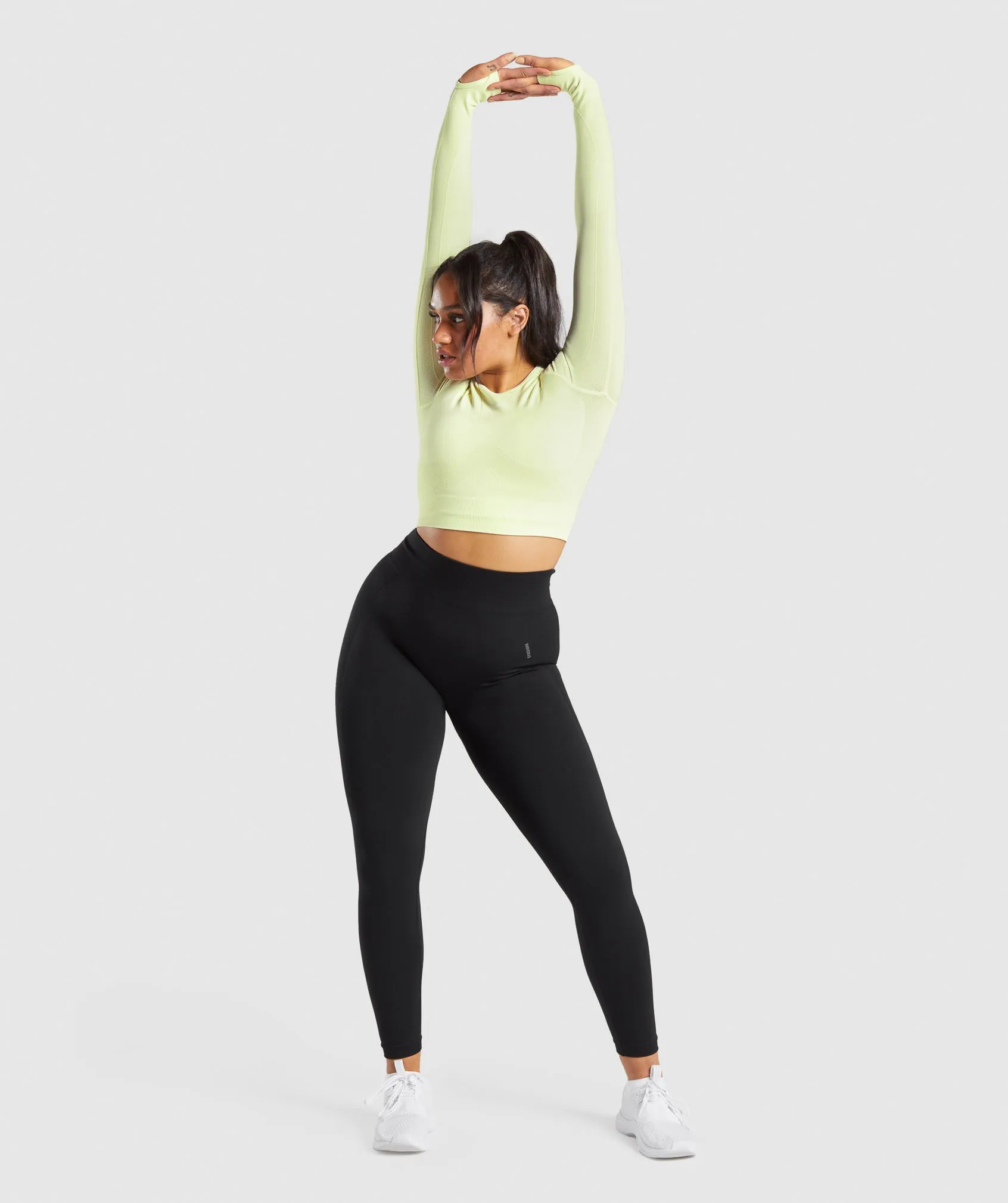 Gymshark Flex Sports Long Sleeve Crop Top - Light Green Marl sold by Gymshark product image thumbnail 4