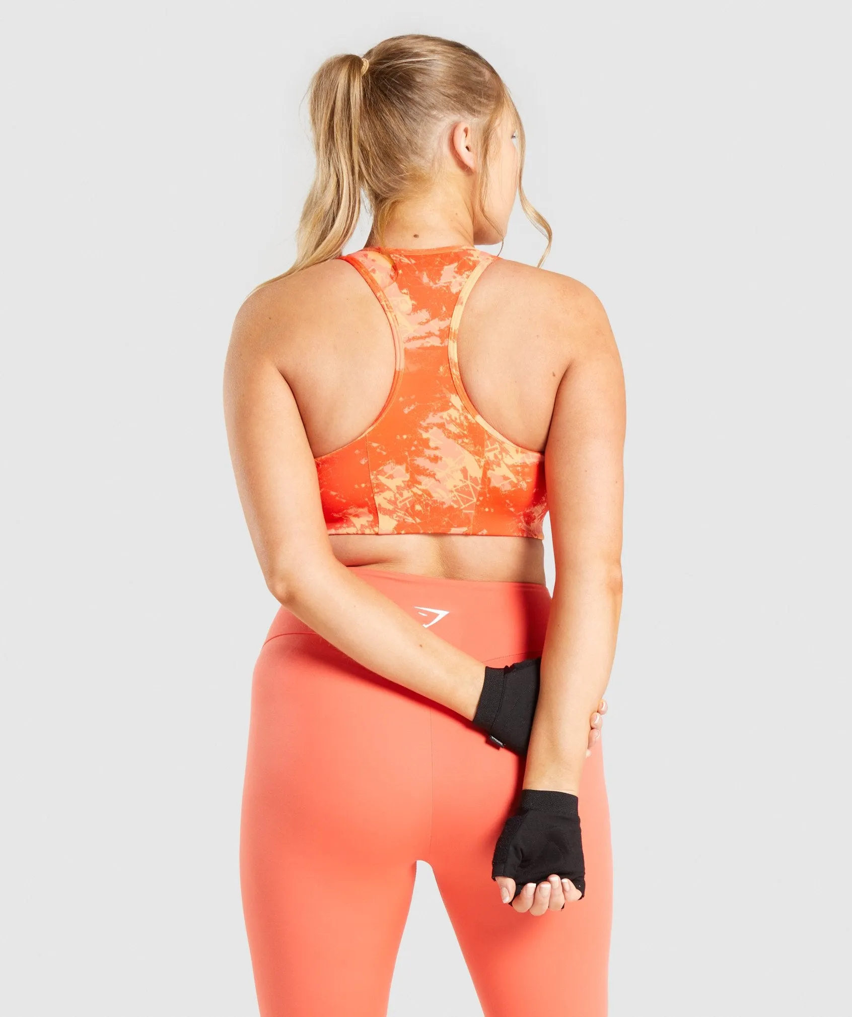 Gymshark Essential Racer Back Sports Bra - Orange Camo Print sold by Gymshark product image thumbnail 2