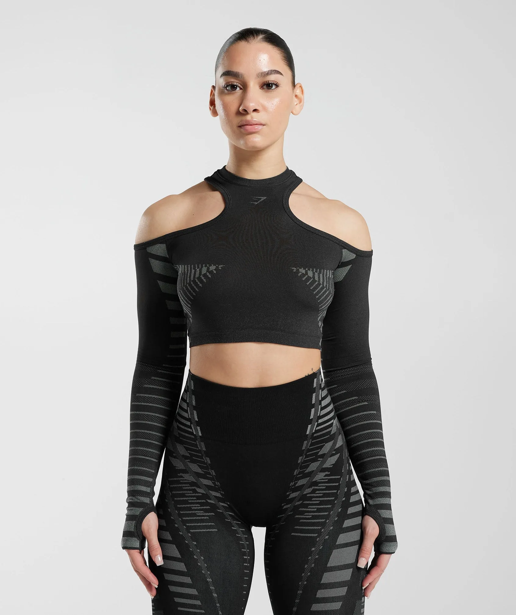 Gymshark Apex Limit Crop Top - Black/Light Grey sold by Gymshark