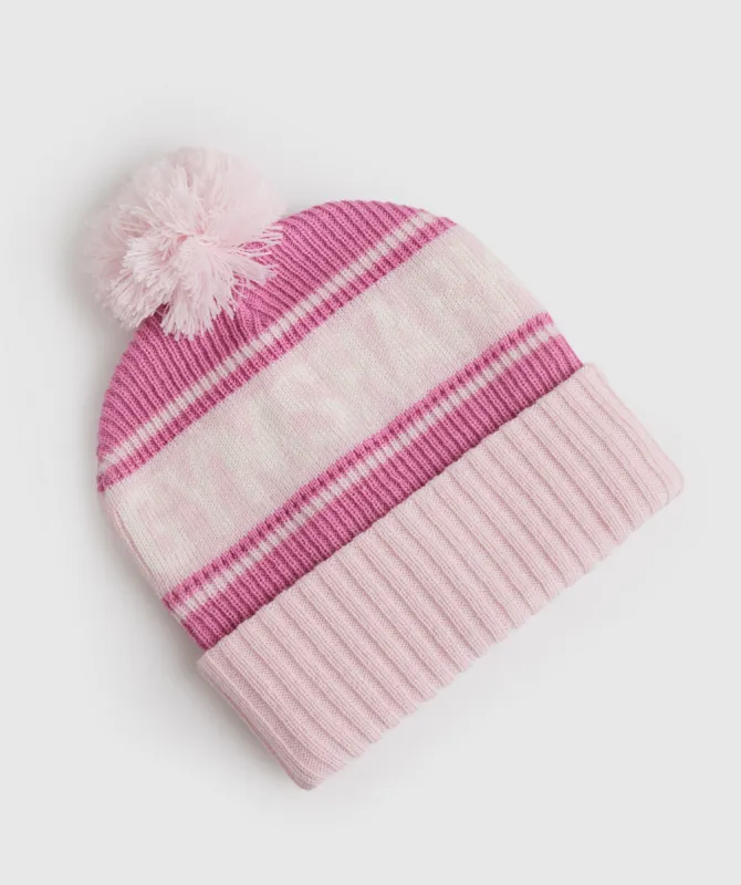 Gymshark Pom Beanie - Blossom Pink/Sweet Pink/White sold by Gymshark
