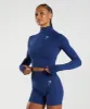 Gymshark Vital Seamless 2.0 High Neck Midi Top - Stellar Blue Marl sold by Gymshark