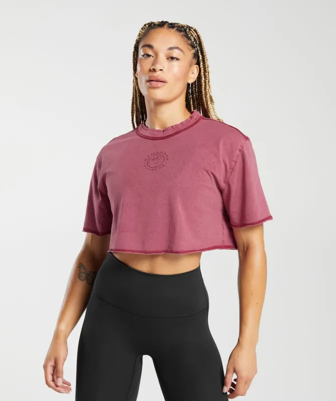Gymshark Legacy Washed Crop Top - Raspberry Pink sold by Gymshark