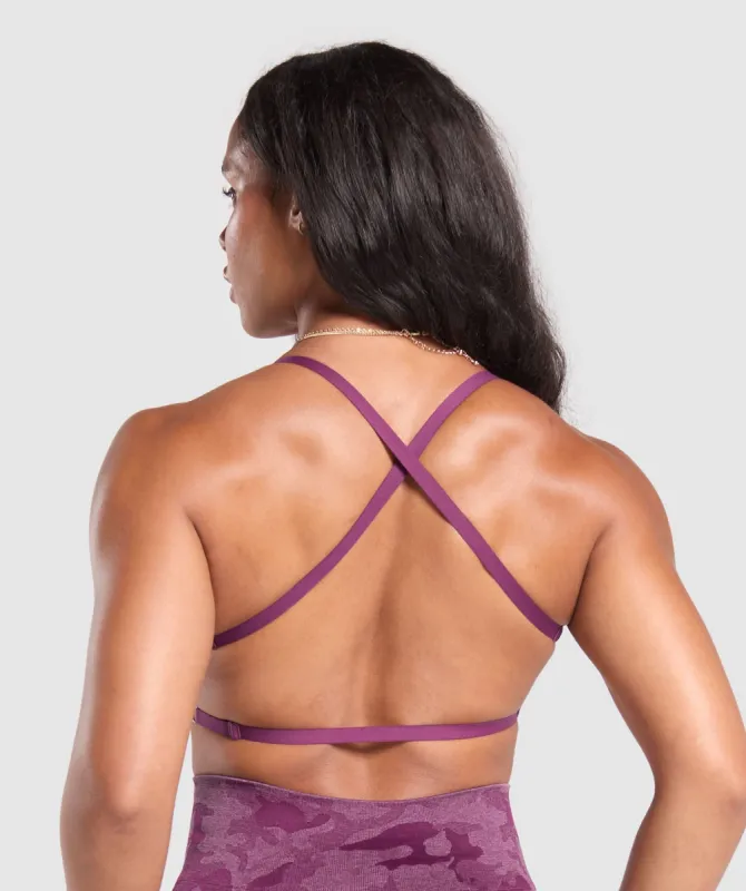 Gymshark Adapt Camo Cross Back Sports Bra - Magenta Purple/ Soft Purple sold by Gymshark