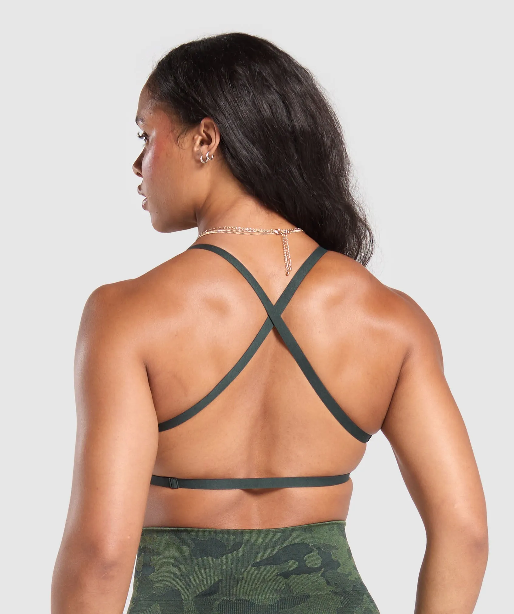 Gymshark Adapt Camo Cross Back Sports Bra - Victory Green/ Force Green sold by Gymshark