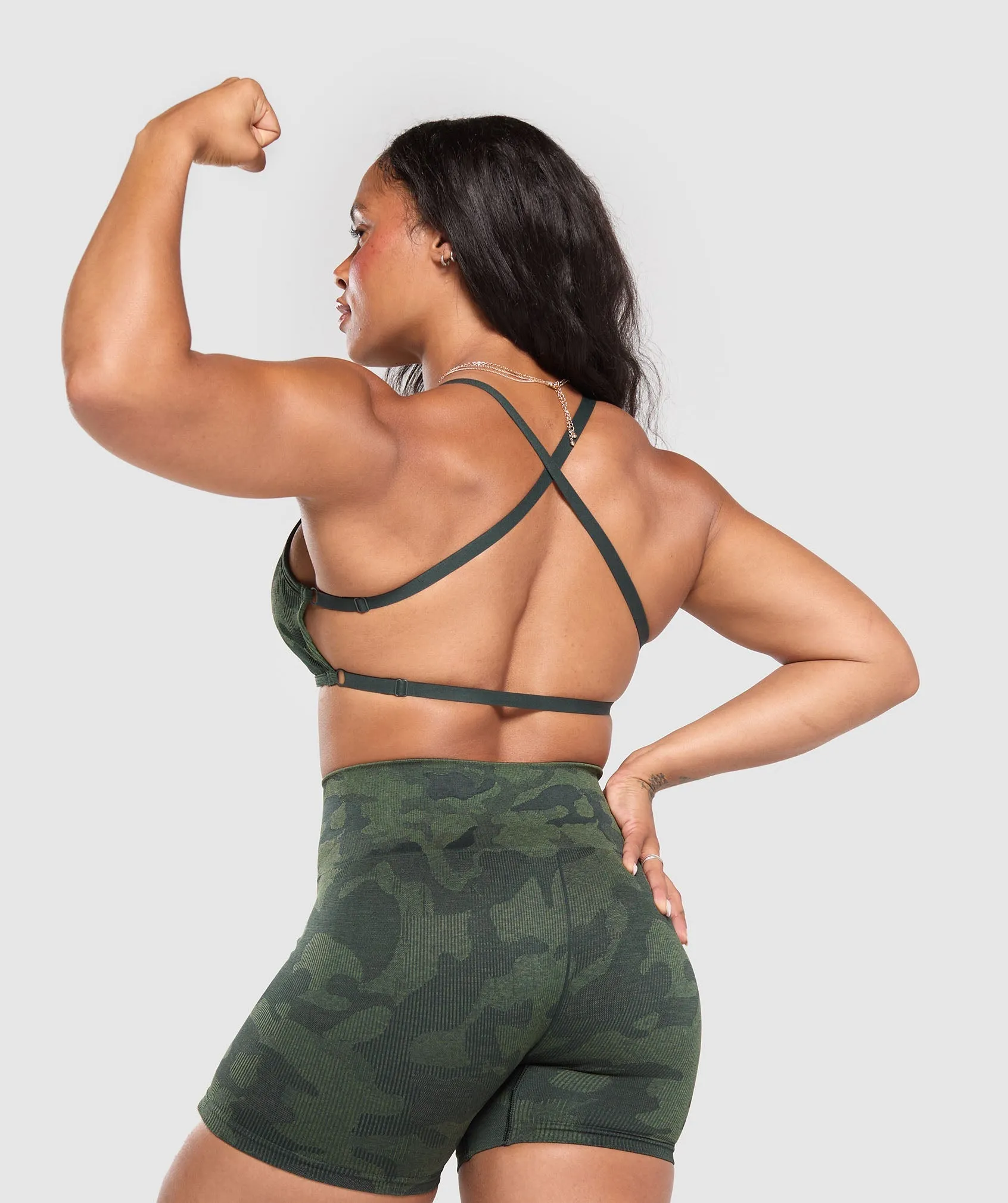 Gymshark Adapt Camo Cross Back Sports Bra - Victory Green/ Force Green sold by Gymshark product image thumbnail 5
