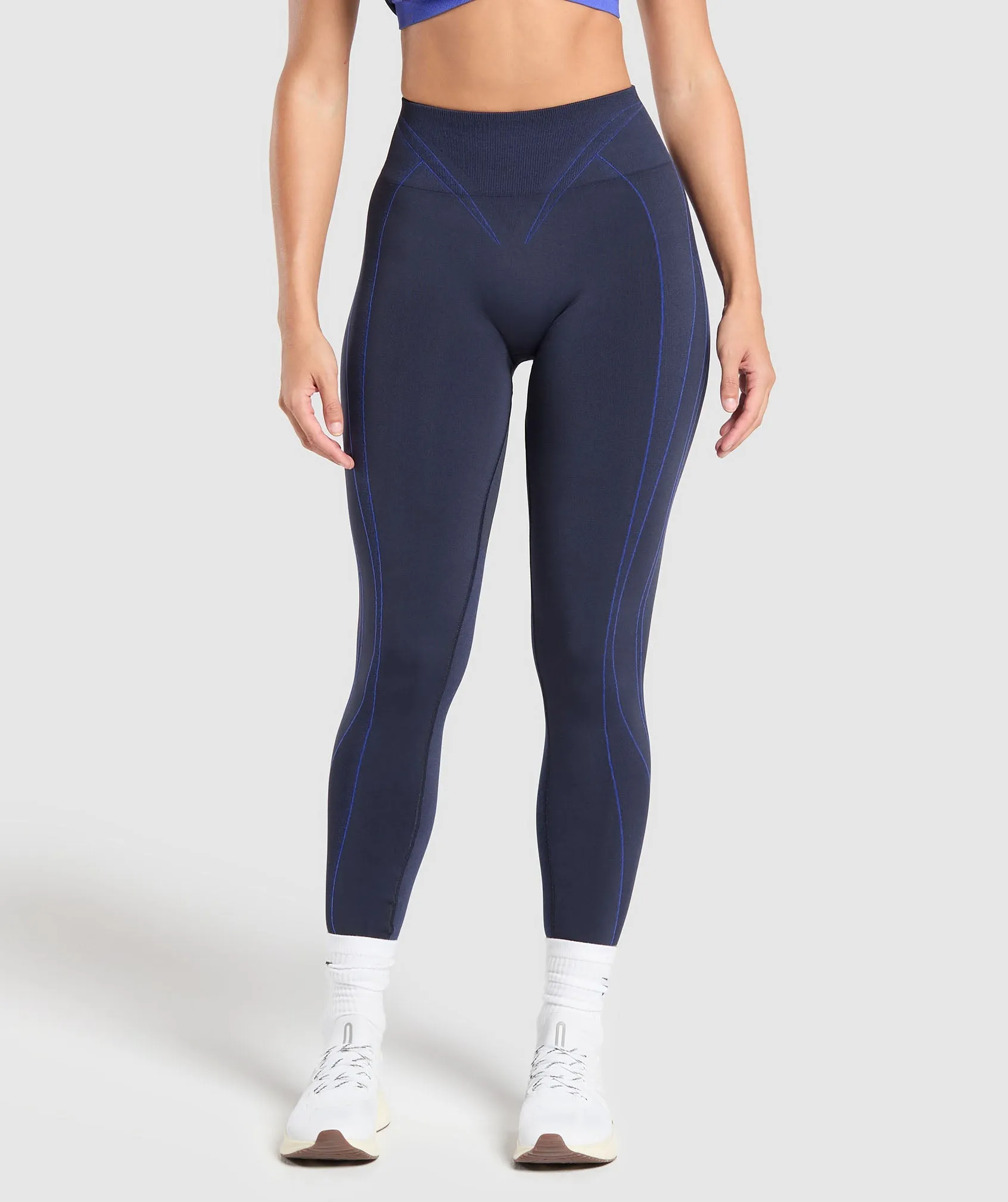 Gymshark Apex Contrast Leggings - Heavy Blue/Force Blue sold by Gymshark