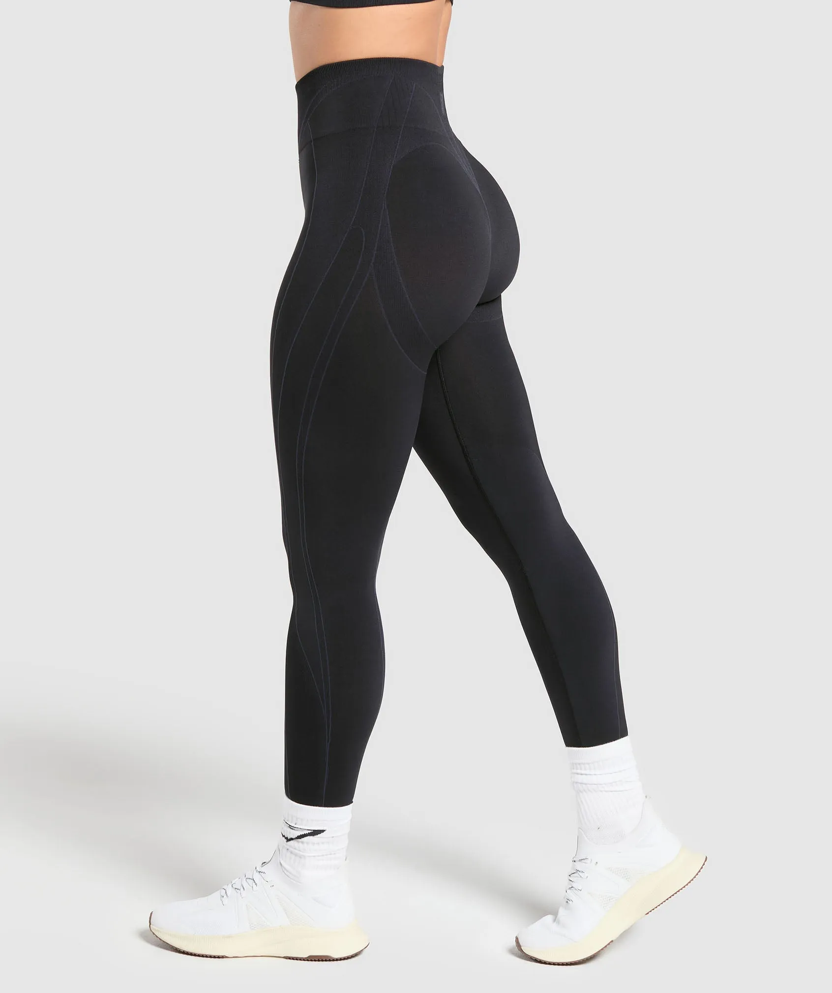 Gymshark Apex Contrast Leggings - Black/Brushed Grey sold by Gymshark product image thumbnail 3