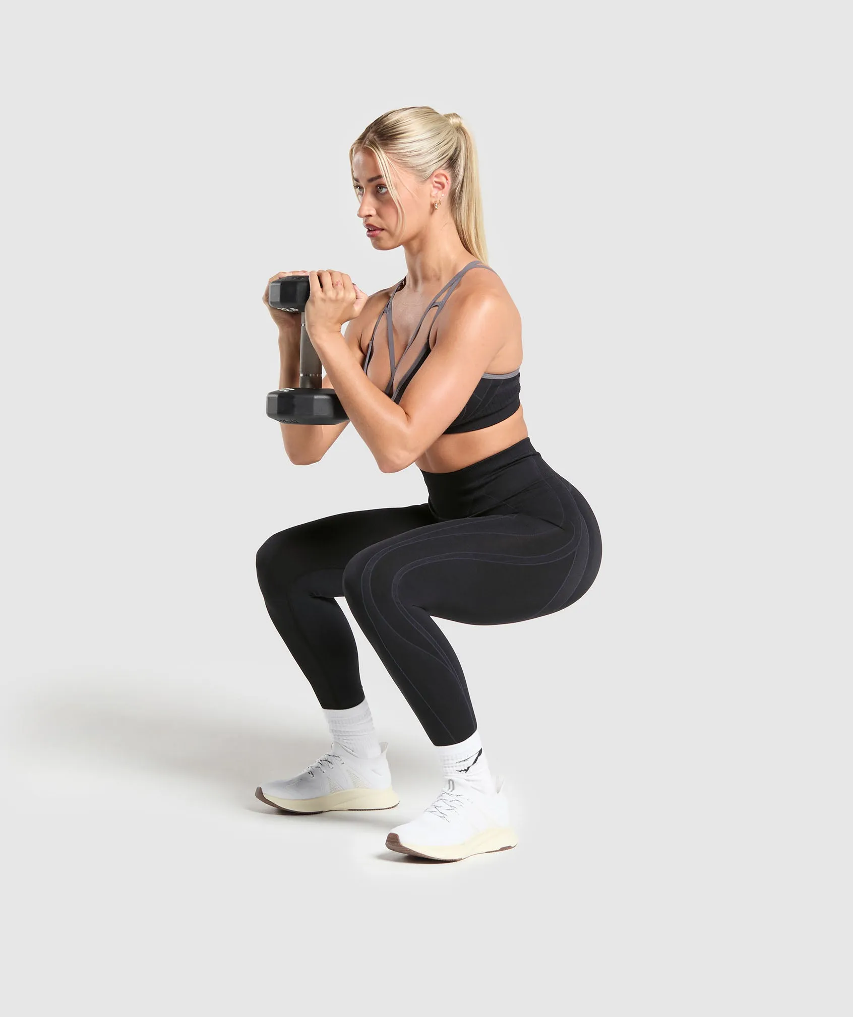 Gymshark Apex Contrast Leggings - Black/Brushed Grey sold by Gymshark product image thumbnail 4