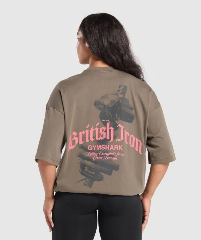 Gymshark British Iron Heavyweight T-Shirt - Camo Brown sold by Gymshark