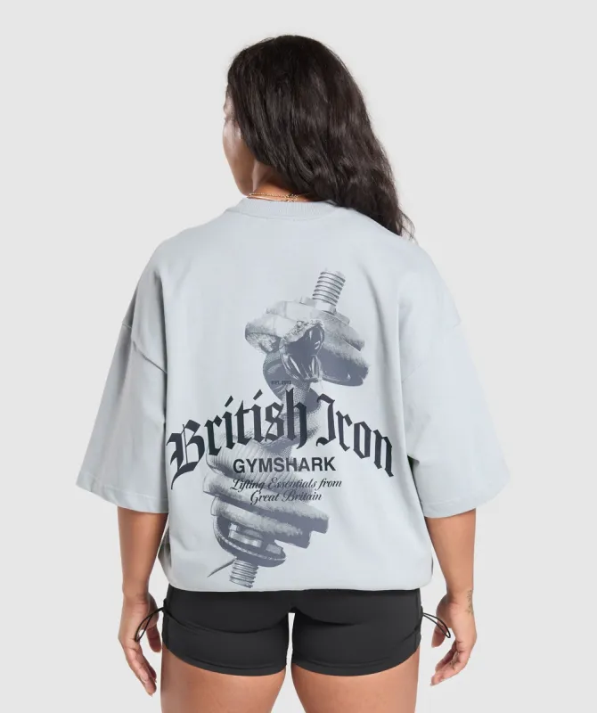 Gymshark British Iron Heavyweight T-Shirt - Ice Grey sold by Gymshark