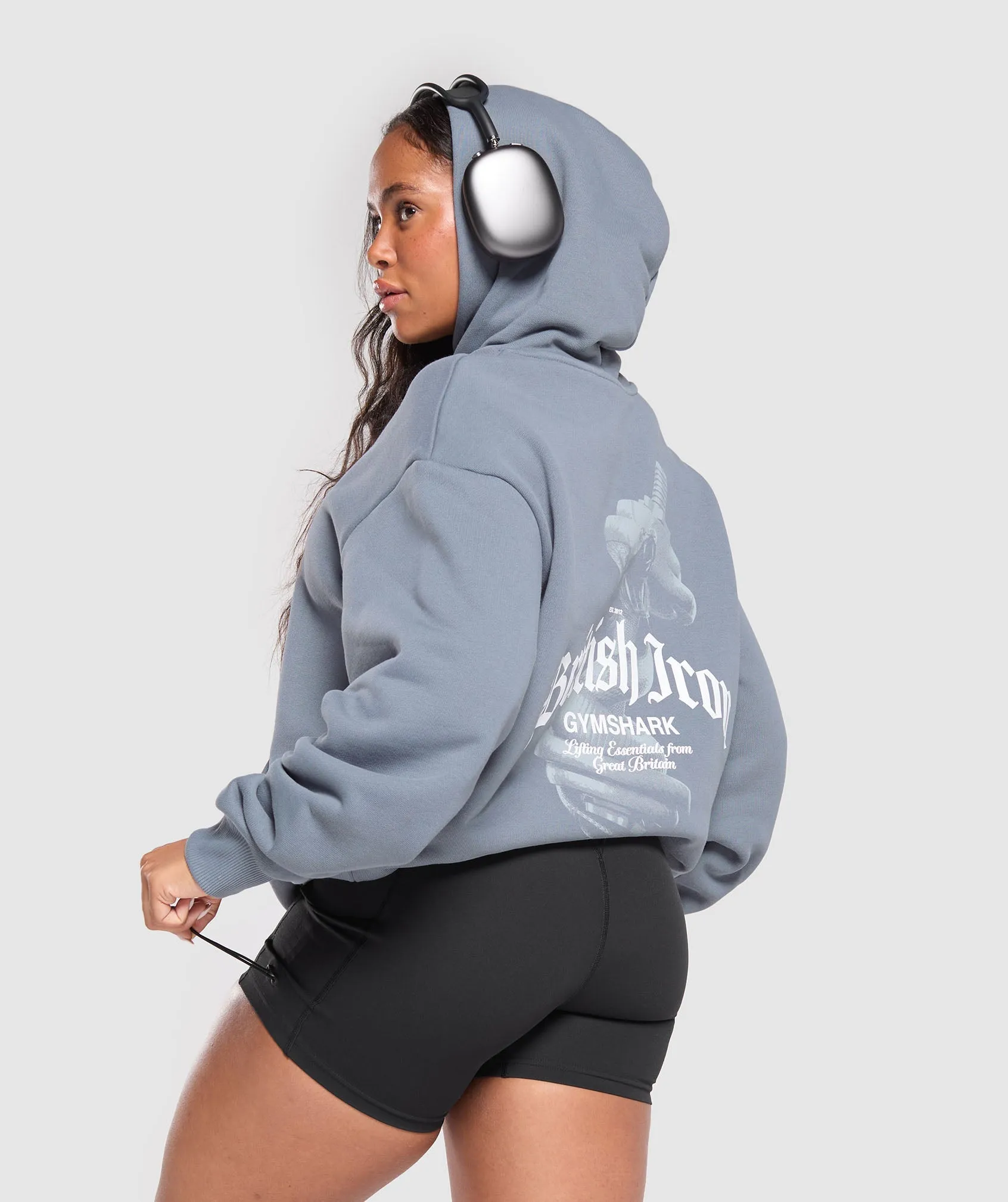 Gymshark British Iron Heavyweight Hoodie - Iron Blue sold by Gymshark product image thumbnail 5