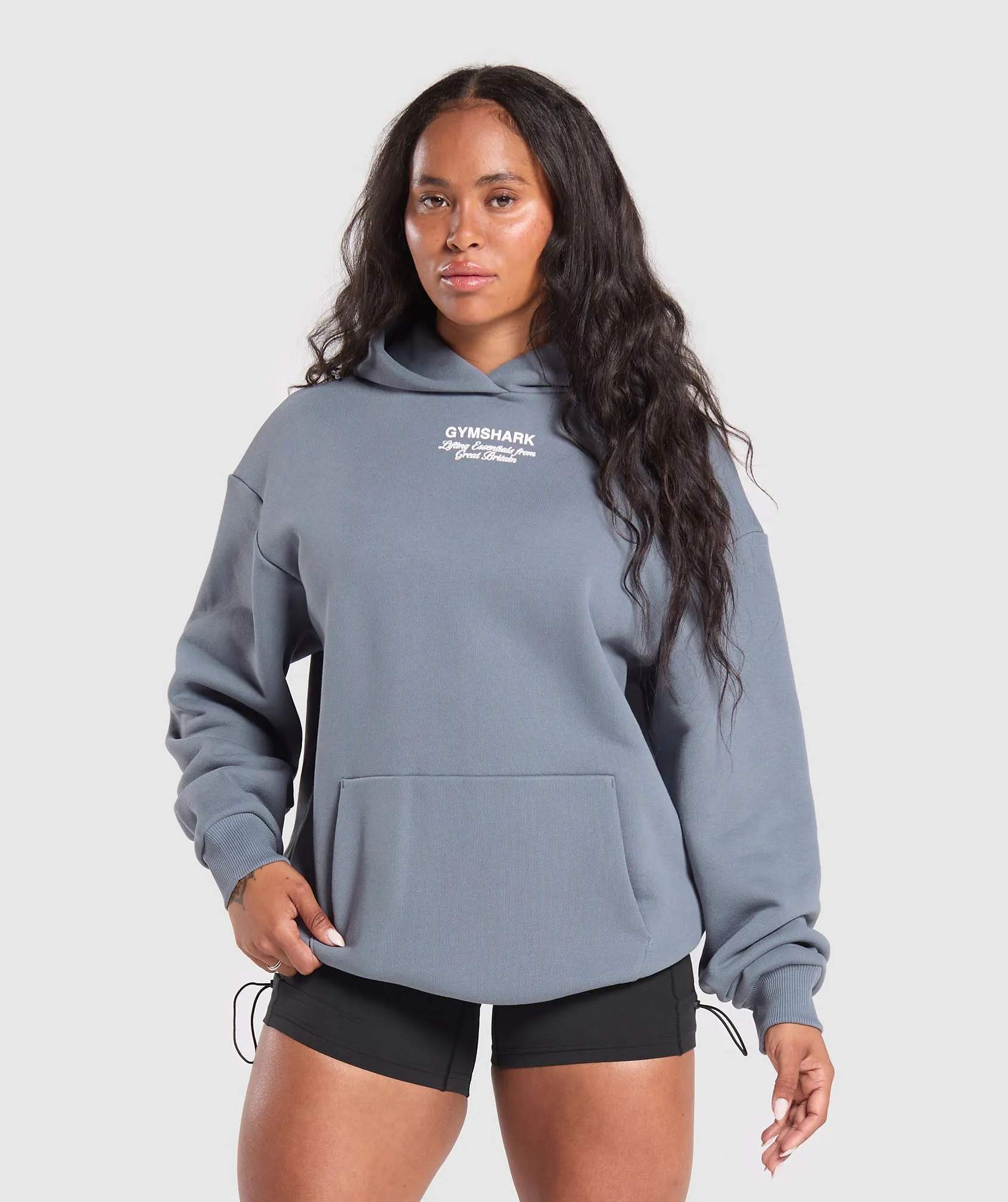 Gymshark British Iron Heavyweight Hoodie - Iron Blue sold by Gymshark product image thumbnail 2