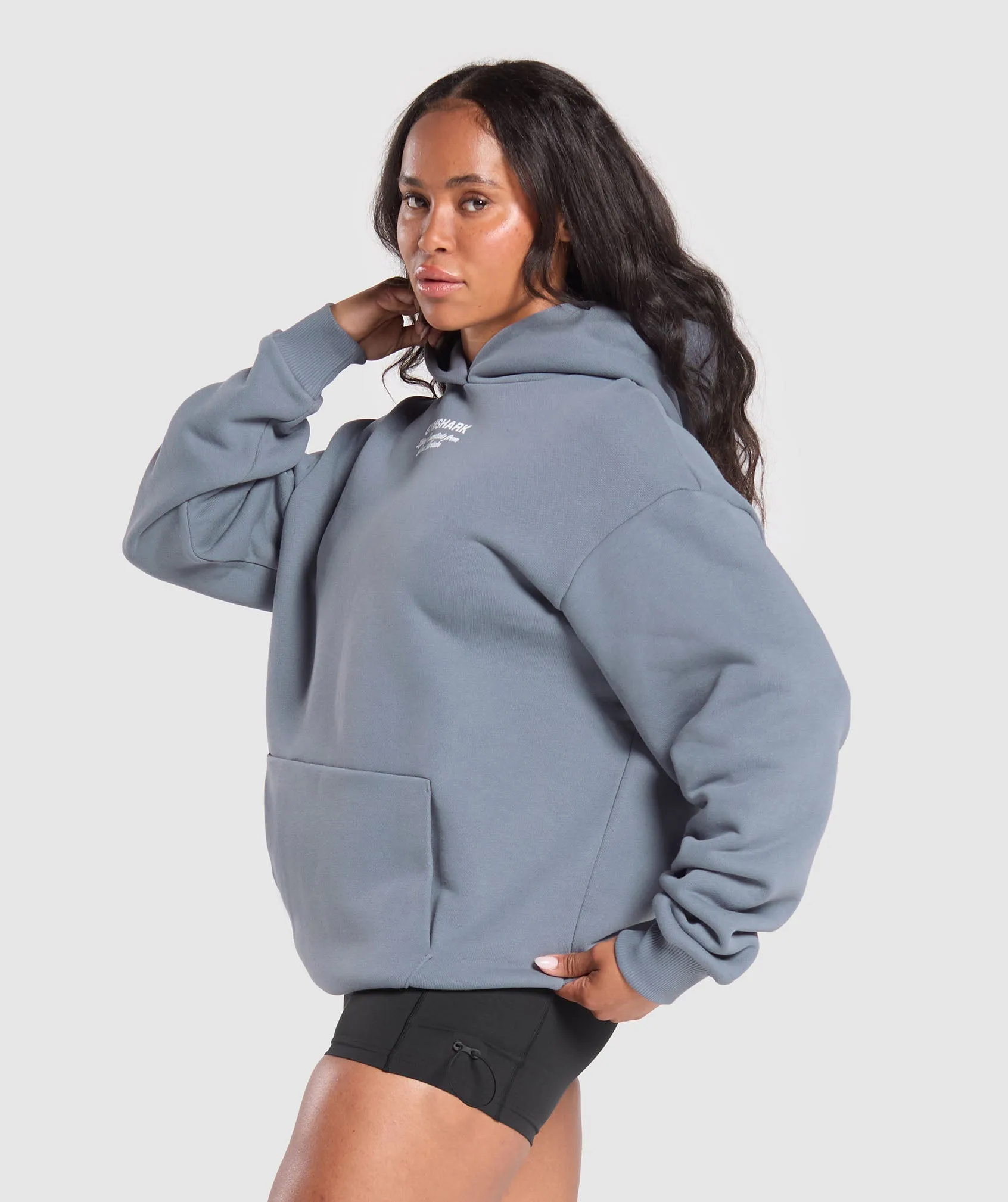 Gymshark British Iron Heavyweight Hoodie - Iron Blue sold by Gymshark product image thumbnail 3